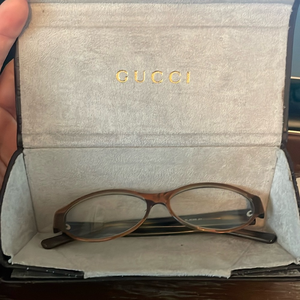 Gucci GG 2505 5T7 brown oval eyeglasses with case